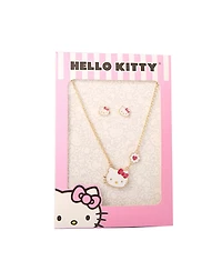 Hello Kitty Necklace and Stud Earrings Jewelry Set - 18+3"