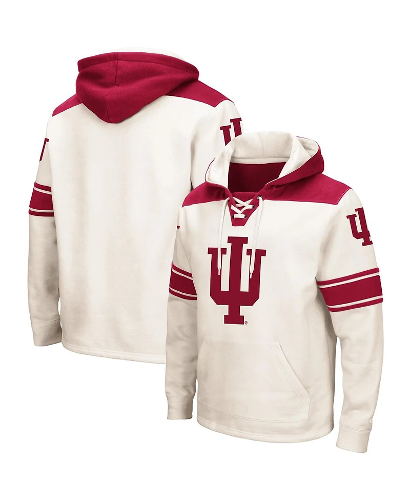 Men's Colosseum Cream Indiana Hoosiers 2.0 Lace-Up Pullover Hoodie