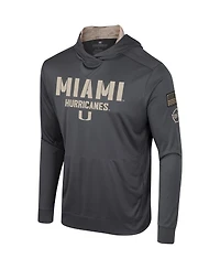 Men's Colosseum Charcoal Miami Hurricanes Oht Military-Inspired Appreciation Long Sleeve Hoodie T-shirt
