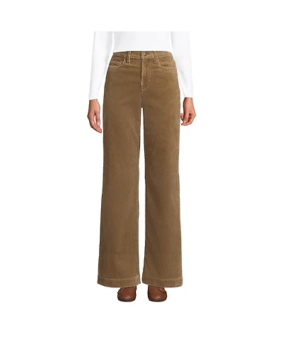 Lands' End Women's High Rise Wide Leg Corduroy Pants
