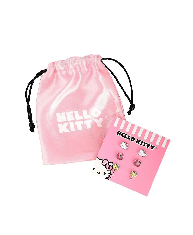 Sanrio Hello Kitty Donut, Lollipop Stud Earrings - Set of 3, Officially Licensed Authentic