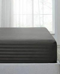 Damask Striped 500 Thread Count 100 Cotton Sateen Fitted Sheet Lightweight Cooling Year Round Comfort