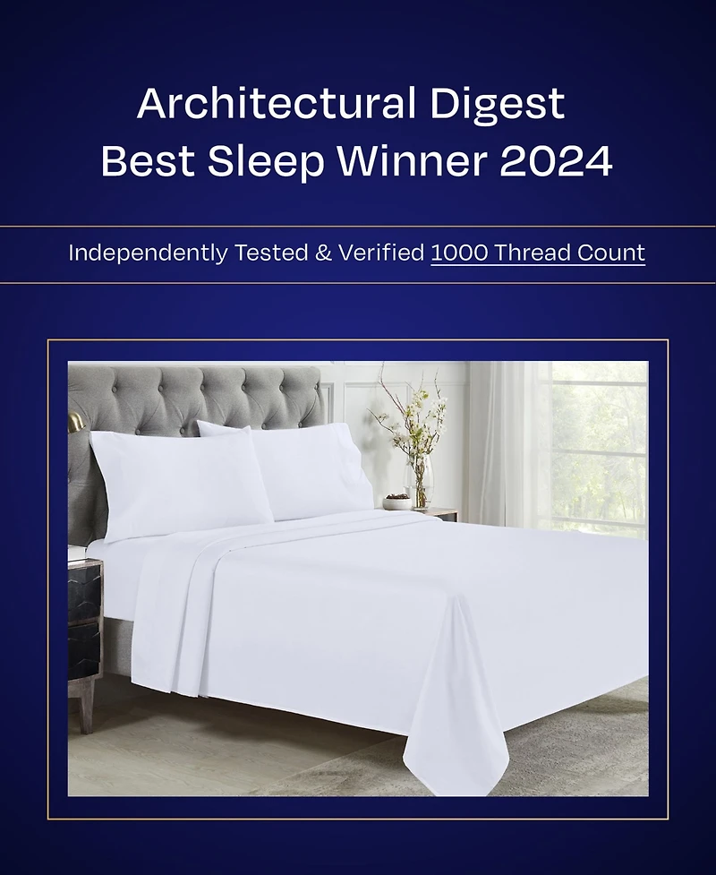 Luxury 1000 Thread Count King Sheets Set - 100% Cotton Sateen Soft, Thick & Deep Pocket