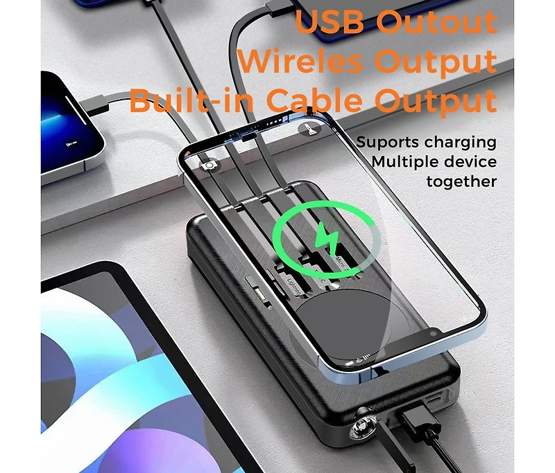 Alpha Digital Outdoor Power Bank- 10,000mAh with Solar Panel & Wireless Charging