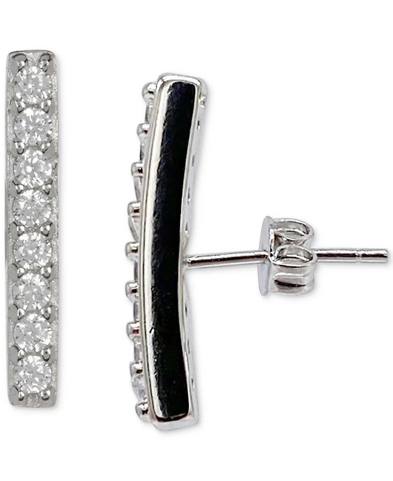 Adornia Silver-Tone Crystal Bar Stud Earrings