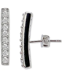 Adornia Silver-Tone Crystal Bar Stud Earrings