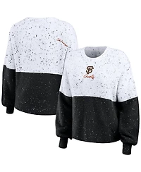 Women's Wear by Erin Andrews White, Black San Francisco Giants Color Block Script Pullover Sweater