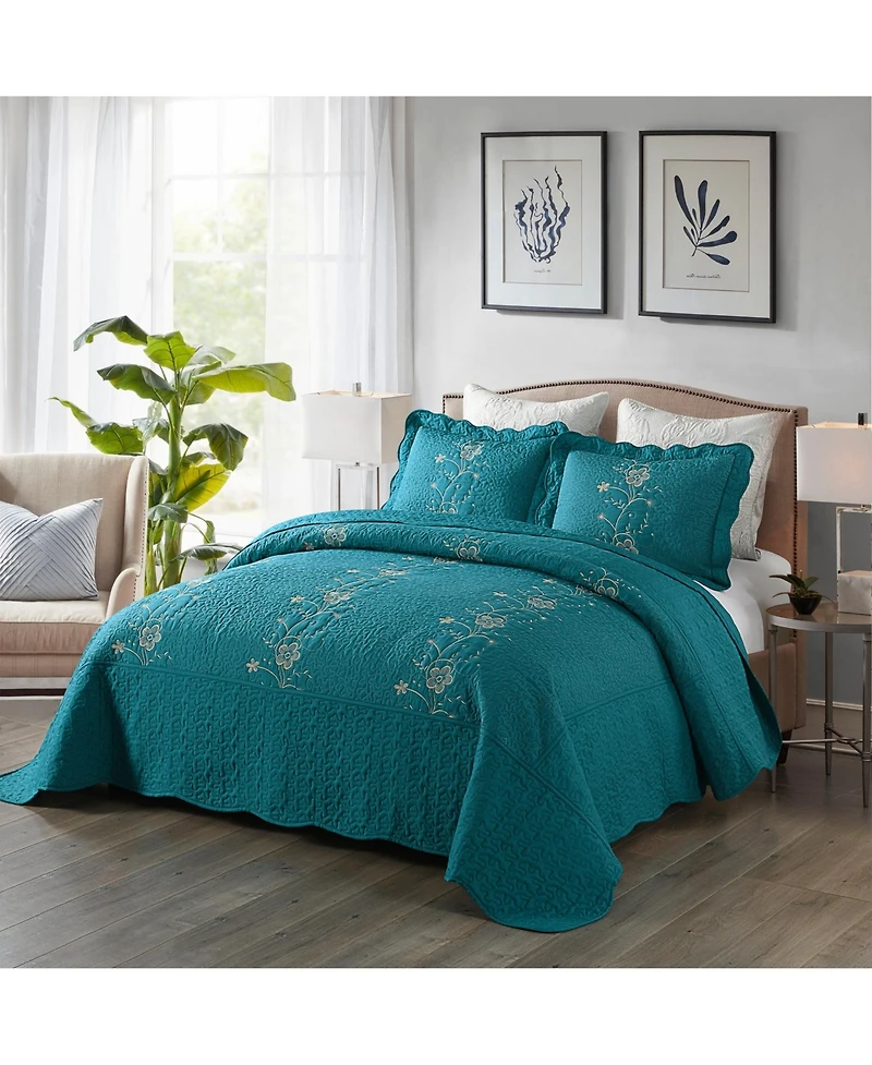 MarCielo 3 Piece Lightweight Bedspread Quilt Set Lapaz King