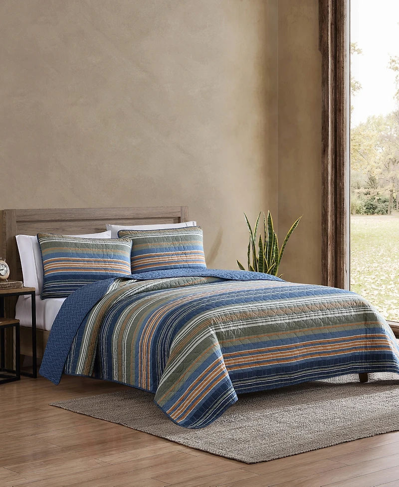 Closeout! Eddie Bauer Yakima Valley Stripe Reversible 3-Pc. Quilt Set, King