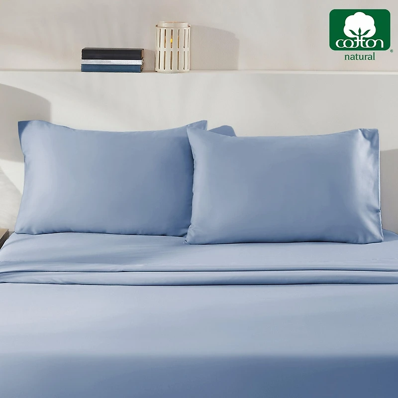 Queen Pillowcases - 100% Cotton, Set of 2 Soft & Cooling Sateen Weave Cases, Perfect Fit for Pillows by California Design Den