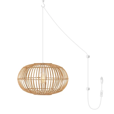Jonathan Y Leo Farmhouse Coastal Rattan Led Pendant