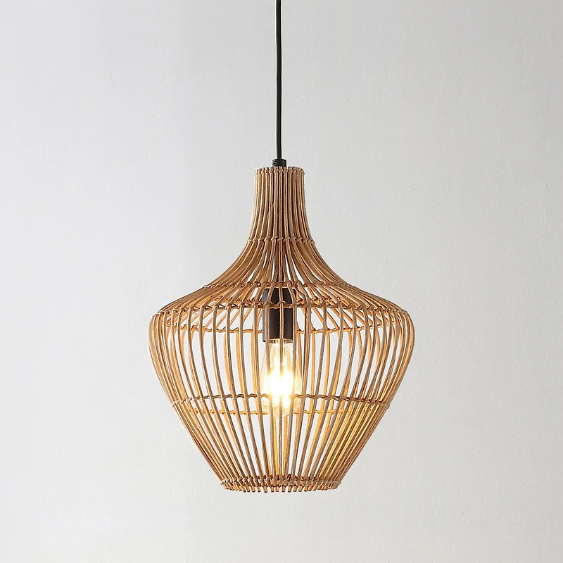 Lucas Farmhouse Coastal Rattan Led Pendant