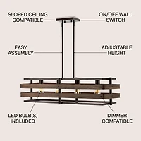 Horizon Rustic Farmhouse Iron Linear Led Pendant