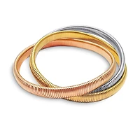 Bling Jewelry Omega Snake Cobra Wide Bangle Twisted Bracelet Set Gold Plated Stainless Steel