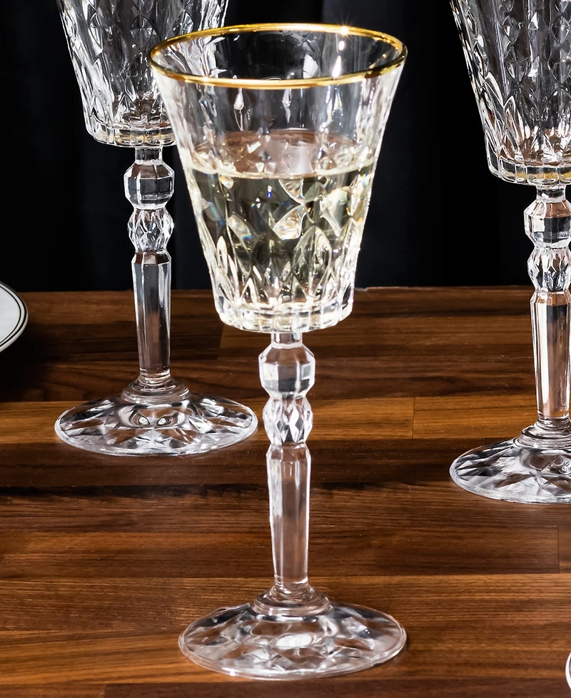 Lorren Home Trends Marilyn Gold-Tone White Wine Goblets, Set of 4