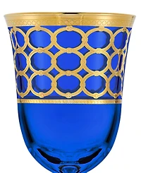 Lorren Home Trends Cobalt Blue Wine Goblet with Gold-Tone Rings