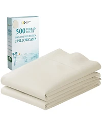 Standard 100% Cotton 500 Thread Count Pillowcases, Queen and Size, Soft Silky, Cool Smooth by California Design Den
