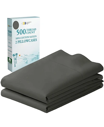Standard 100% Cotton 500 Thread Count Pillowcases, Queen and Size, Soft Silky, Cool Smooth by California Design Den