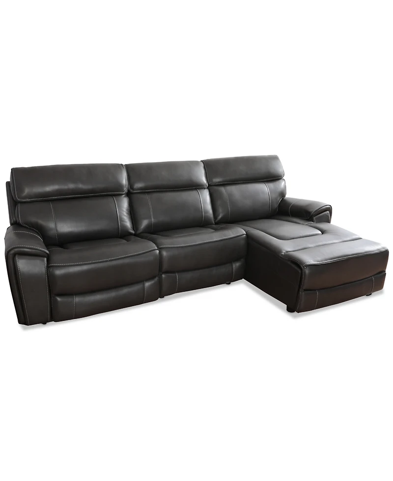 Closeout! Hutchenson 114.5" 3-Pc. Zero Gravity Leather Sectional with 2 Power Recliners and Chaise, Created for Macy's