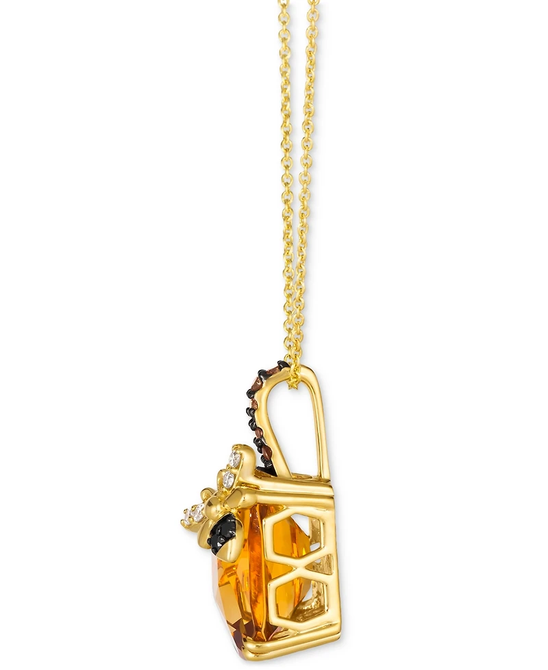 Le Vian Cinnamon Citrine (5-1/10 ct. t.w.) & Diamond (1/6 ct. t.w.) Bee Adjustable 20" Pendant Necklace in 14k Gold