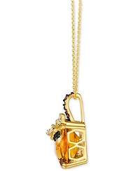 Le Vian Cinnamon Citrine (5-1/10 ct. t.w.) & Diamond (1/6 ct. t.w.) Bee Adjustable 20" Pendant Necklace in 14k Gold