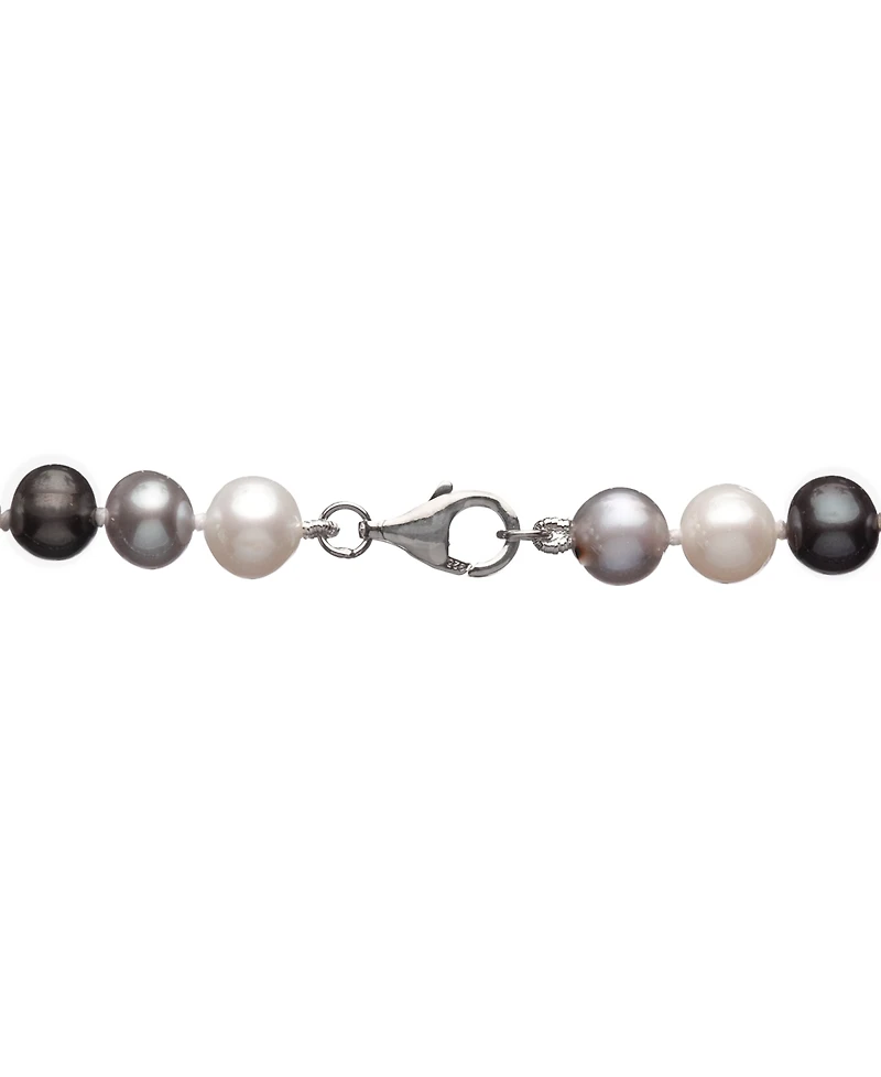 Cultured Freshwater Pearl Necklace (7-7 1/2mm) and Drop Earrings (7x9mm) Set Sterling Silver