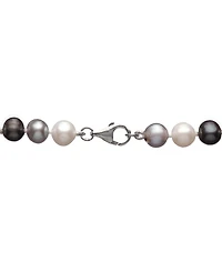 Cultured Freshwater Pearl Necklace (7-7 1/2mm) and Drop Earrings (7x9mm) Set Sterling Silver