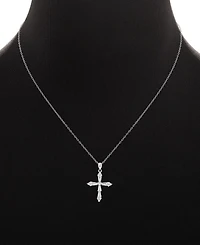 Giani Bernini 2-Pc. Set Cubic Zirconia Cross Pendant Necklace & Baguette Stud Earrings in Sterling Silver, Created for Macy's