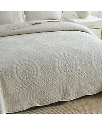 MarCielo 3 Pcs 100% Cotton Oversized Bedspread Quilt Set Embroidery Tf -King