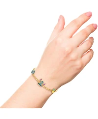 Disney Womens Stitch Bracelet with Station Pendants 6.5" + 1" - Gold Plated Stitch Jewelry Officially Licensed