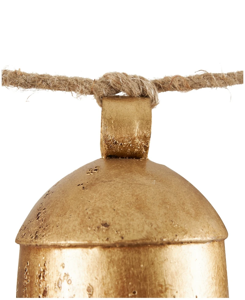 Rosemary Lane Metal Tibetan Inspired String Hanging Decorative Cow Bell with Jute Hanging Rope, 53" x 5" x 7"