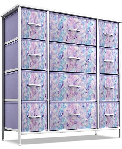 Sorbus Dresser with 12 Drawers - Chest Organizer Unit with Steel Frame Wood Top and handle - Large Dresser for Bedroom, Hallway & etc