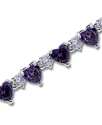 Macy's Cubic Zirconia Purple Clear Heart Alternate Bracelet