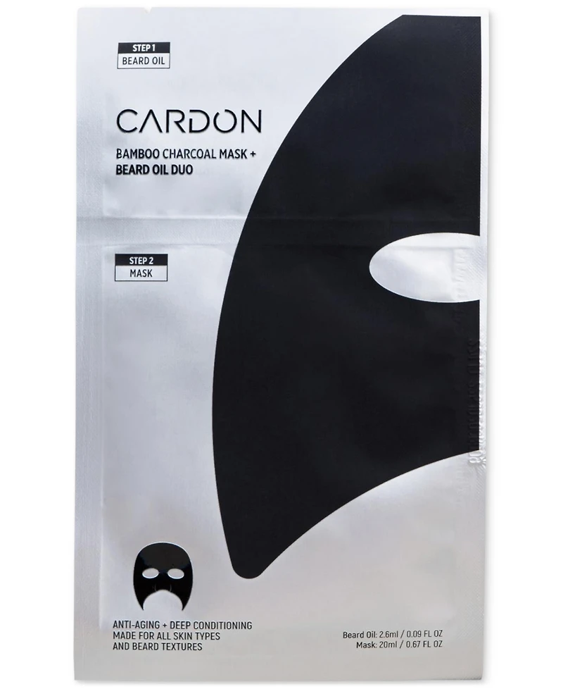 Cardon Bamboo Charcoal Mask + Beard Oil, 4-Pk.