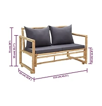 Patio Bench with Cushions 45.3" Bamboo
