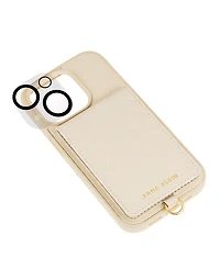 Anne Klein Women's Ivory Saffiano Leather iPhone 13 and 14 Case