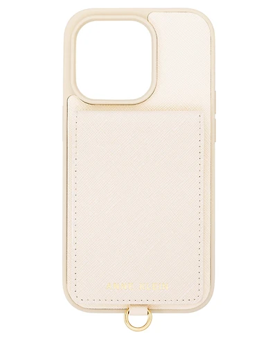 Anne Klein Women's Ivory Saffiano Leather iPhone 14 Pro Max Case