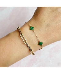 The Lovery Mini Malachite Clover Bracelet 14K Gold