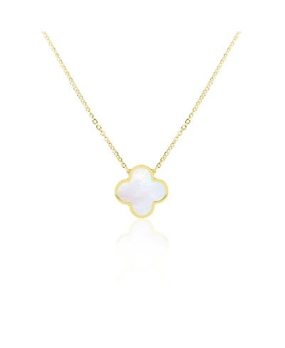 The Lovery Mother of Pearl Single Clover Necklace 14K Gold