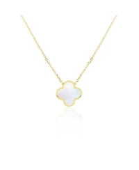 The Lovery Mother of Pearl Single Clover Necklace 14K Gold