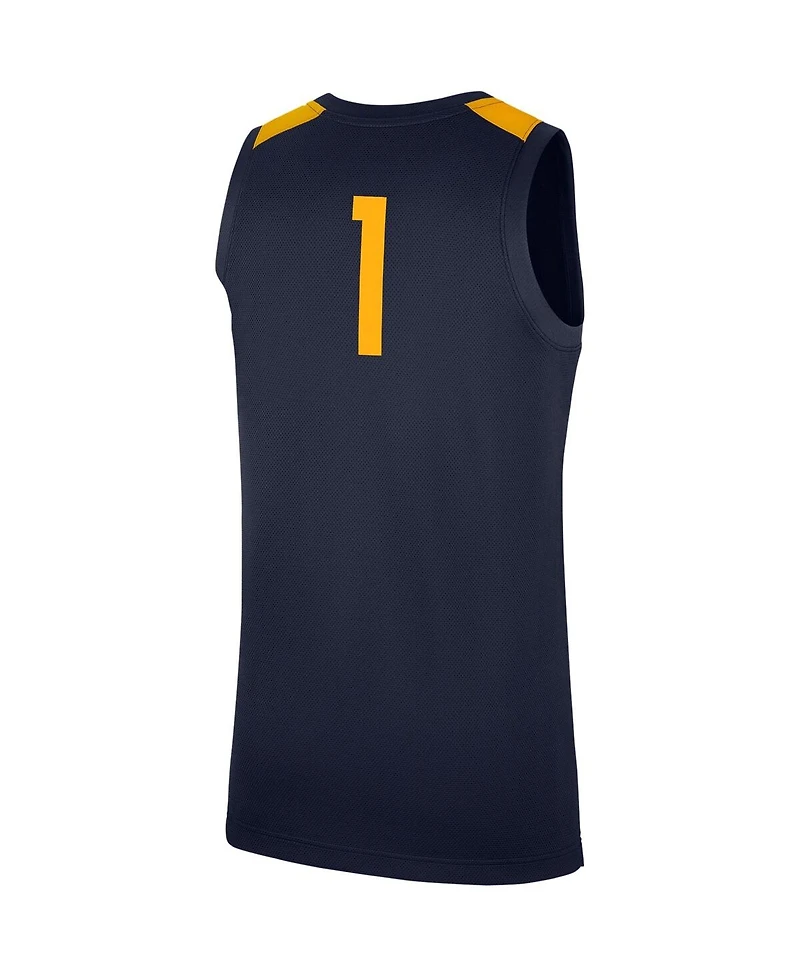 Men's Nike #1 Navy West Virginia Mountaineers Replica Jersey