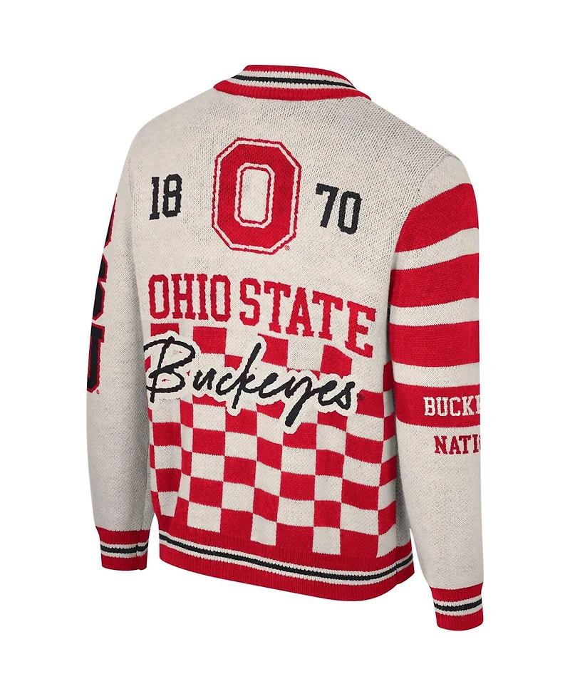Men's and Women's The Wild Collective Cream Ohio State Buckeyes Jacquard Full-Zip Sweater