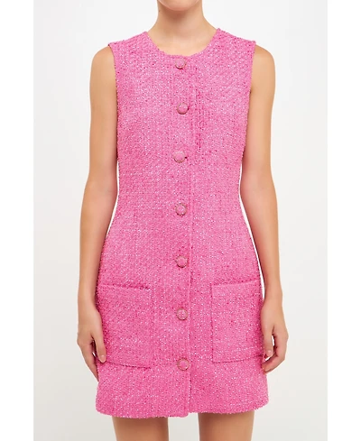 endless rose Women's Tweed Sleeveless Sheath Dress