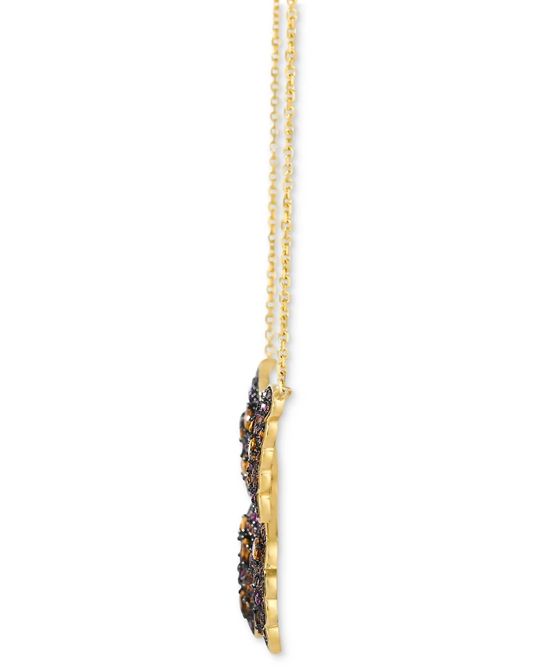 Le Vian Multi-Gemstone (5-5/8 ct. t.w.) & Chocolate Diamond (1/8 ct. t.w.) Butterfly Adjustable 20" Pendant Necklace in 14k Gold