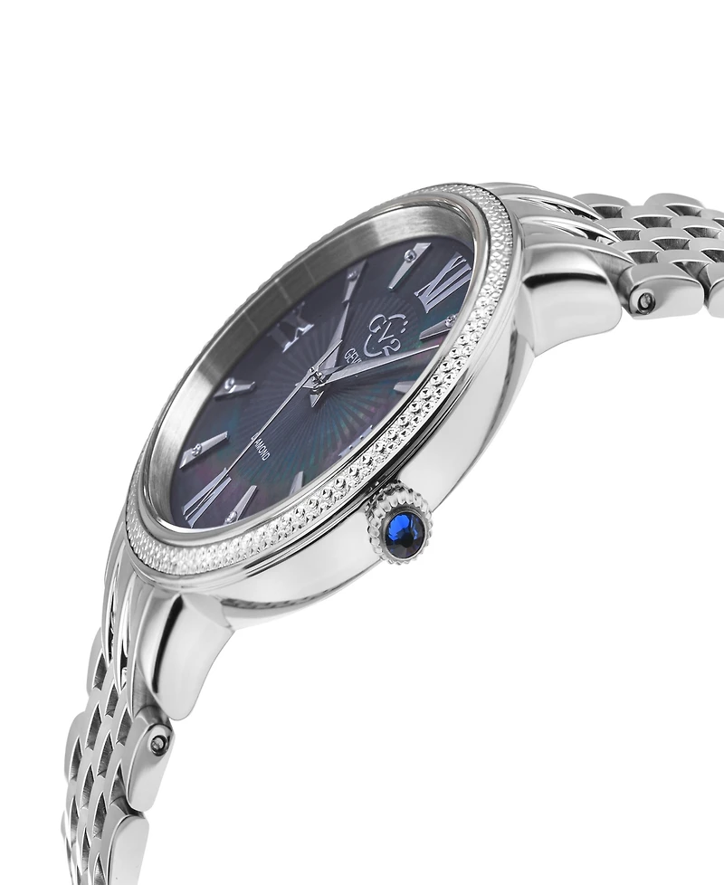GV2 by Gevril Women's Genoa Silver-Tone Stainless Steel Watch 36mm