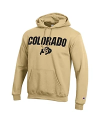 Men's Champion Gold Colorado Buffaloes Straight Over Logo Powerblend Pullover Hoodie