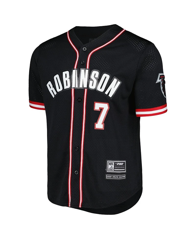 Men's Pro Standard Bijan Robinson Black Atlanta Falcons Mesh Baseball Button-Up T-shirt