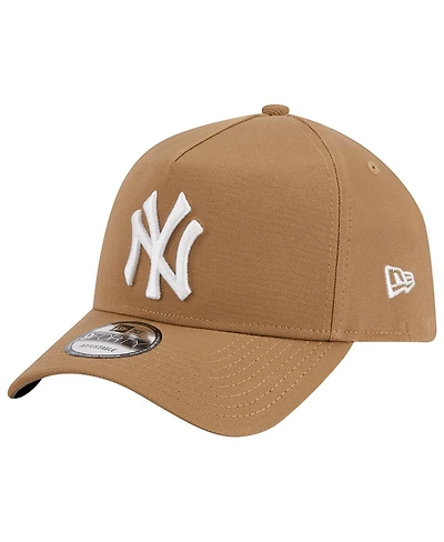 Men's New Era Khaki New York Yankees A-Frame 9FORTY Adjustable Hat