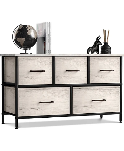 Sorbus 5 Drawers Dresser- Storage Unit with Steel Frame, Wood Top, Fabric Bins - for Bedroom, Closet