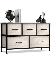 Sorbus 5 Drawers Dresser- Storage Unit with Steel Frame, Wood Top, Fabric Bins - for Bedroom, Closet